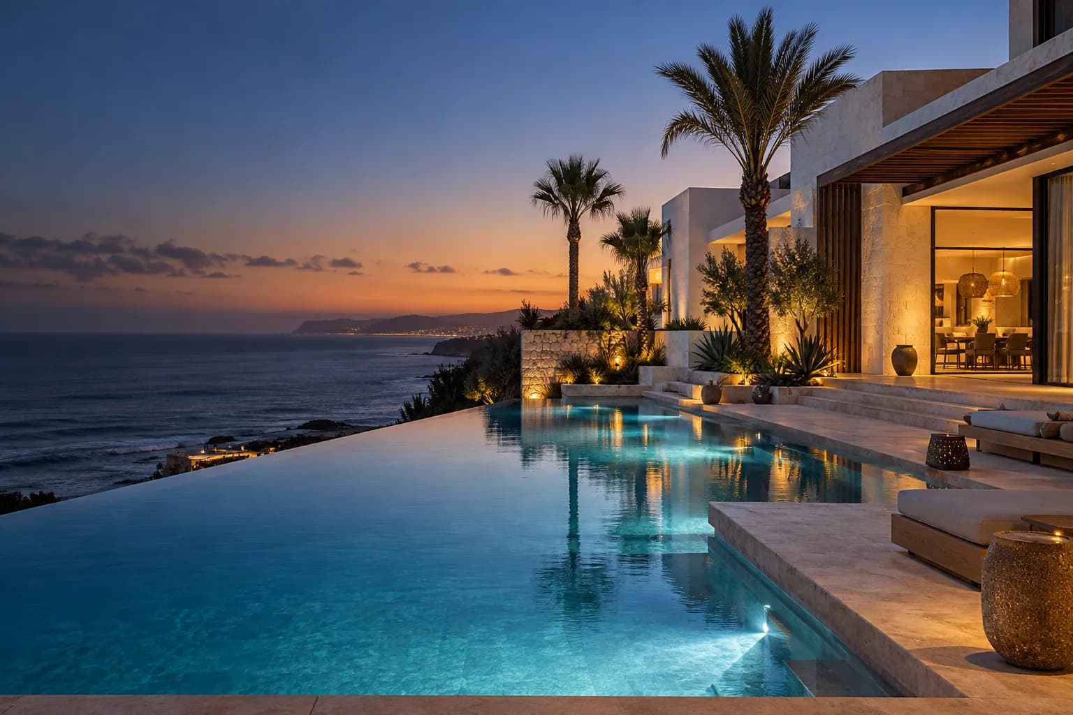 Piscine contemporaine dans une villa au Maroc