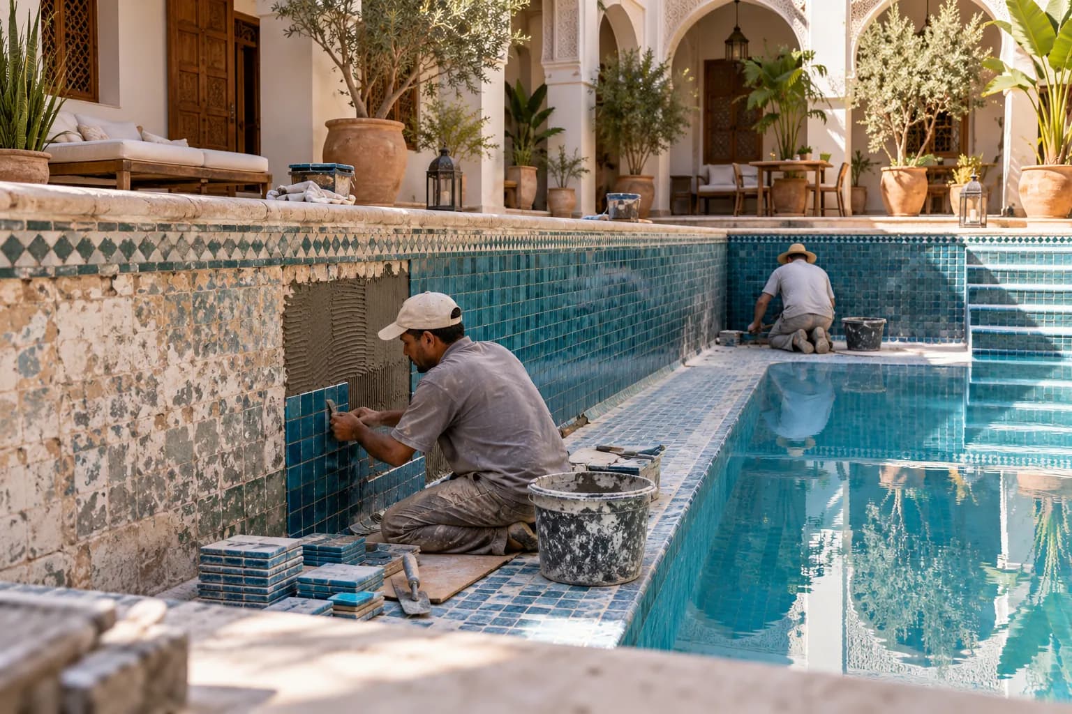 Rénovation du revêtement d'une piscine