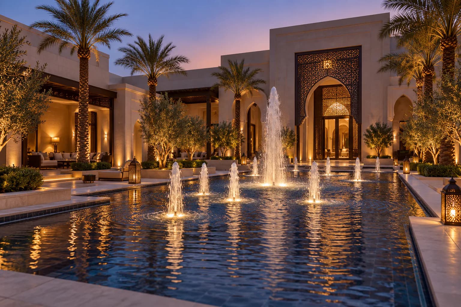 Fontaine architecturale contemporaine au Maroc